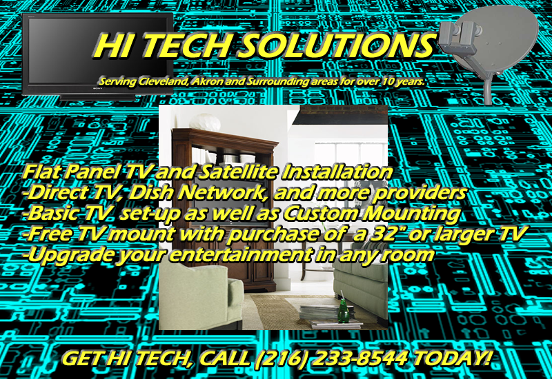 Directv, Dish, Basic Cable Free-to-air, Antenna, TV mounting, install and service Akron & Cleveland